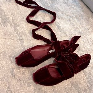 Max Mara ruby velvet ballet slipper shoe